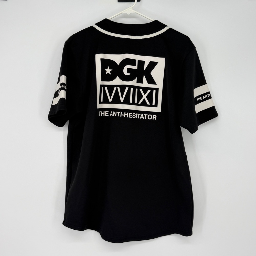 DGK Dirty‎ Ghetto Kids Mens Black Baseball Jersey Anti-Hesitator Medium IVVIIXI